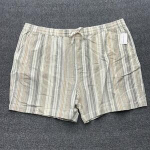 Lucky Brand Shorts Mens 4XL Cream Striped Cotton Drawstring New Boho Resort